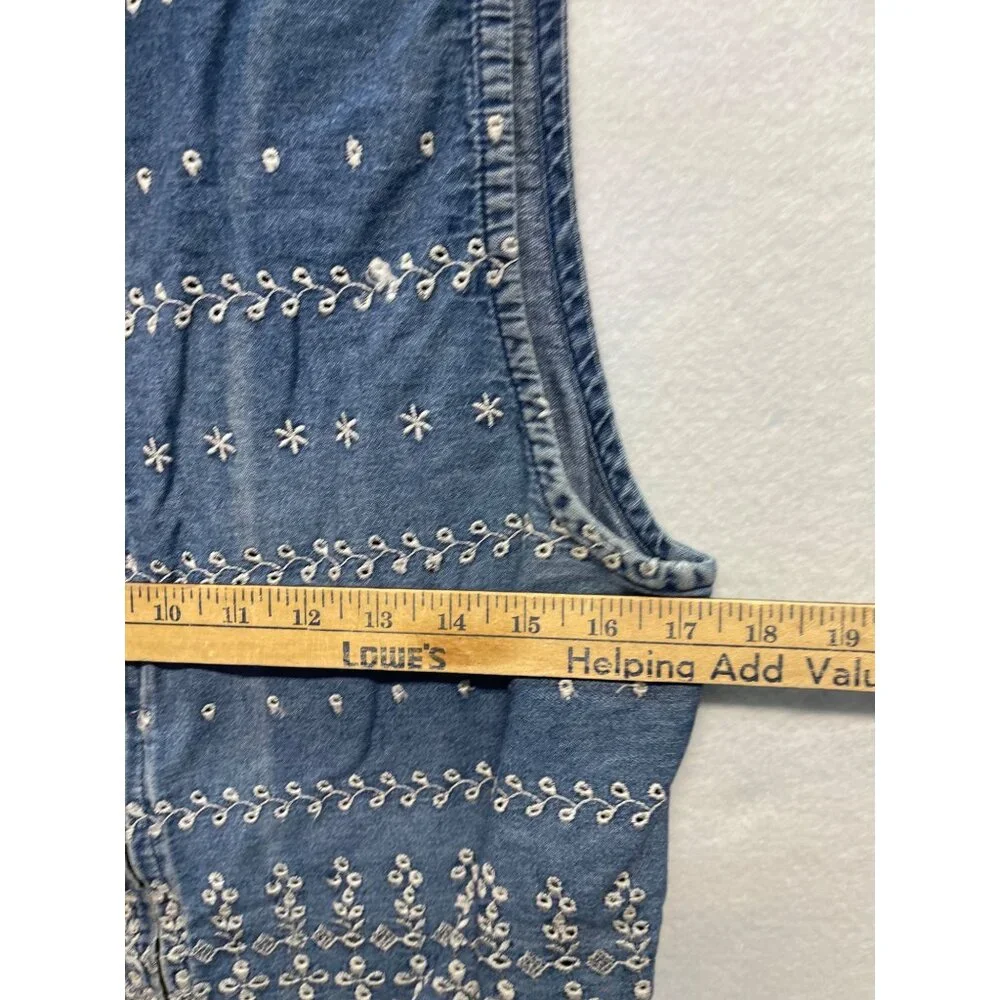 Keren Hart Vintage Denim Vest Embroidered Full Zip Size Large - Picture 6 of 9
